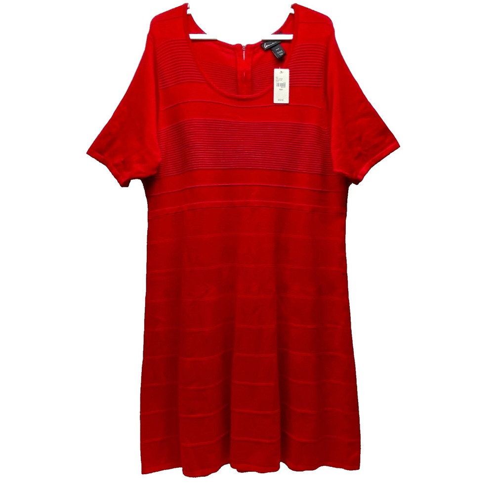 Lane Bryant Knit Dress Women's 18/20 Red Short Sleeve Casual Career Wear $89 NWT